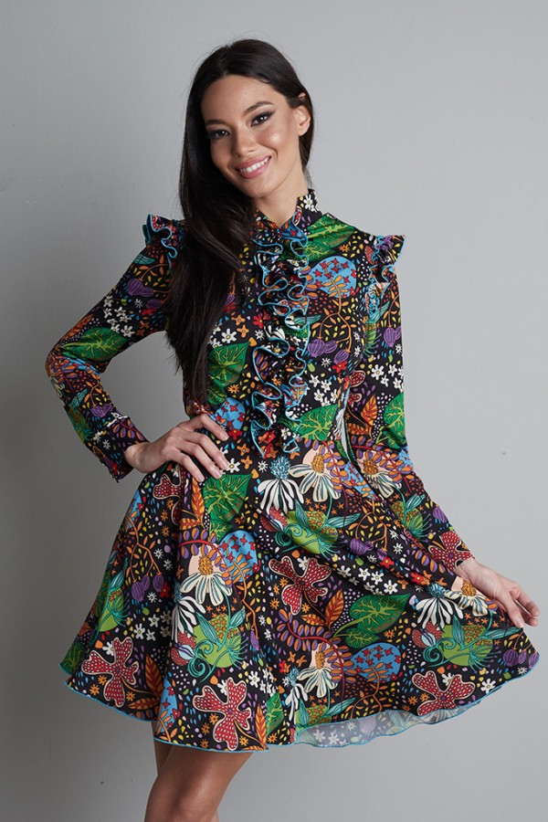 Vestido chorreras licra...