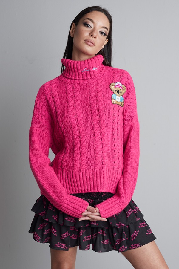 Jersey ochos cuello alto Fucsia Jersey ochos cuello alto Fucsia