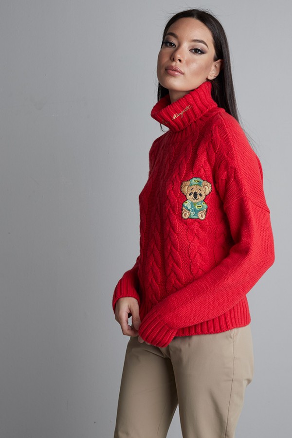 Jersey ochos cuello alto Rojo