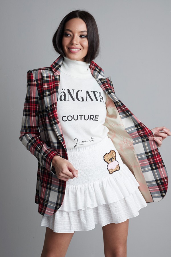 Jersey cuello alto liso Blanco