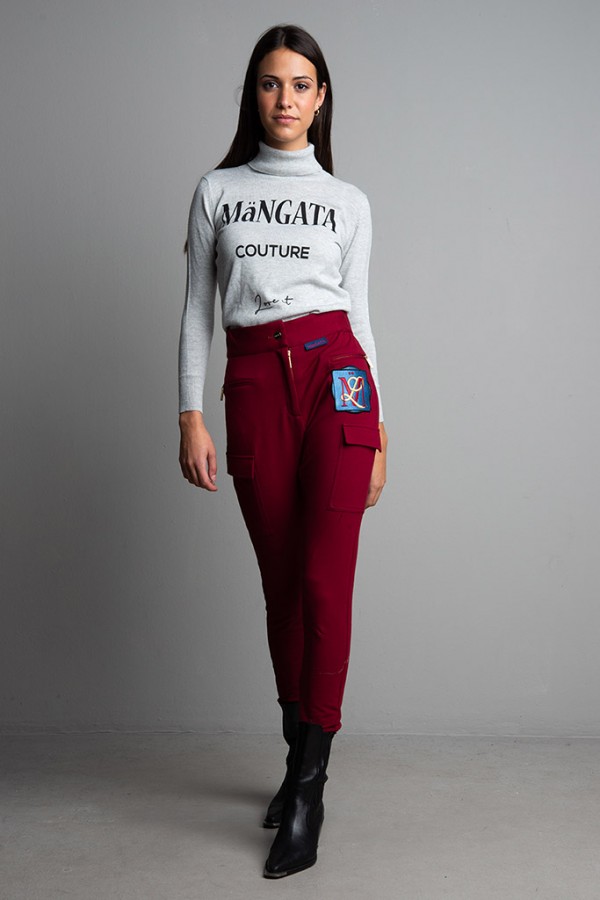 Pantalón felpa Burdeos