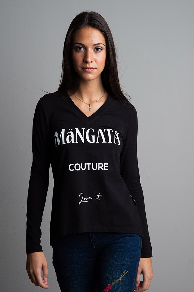 Camiseta cuello pico Negro