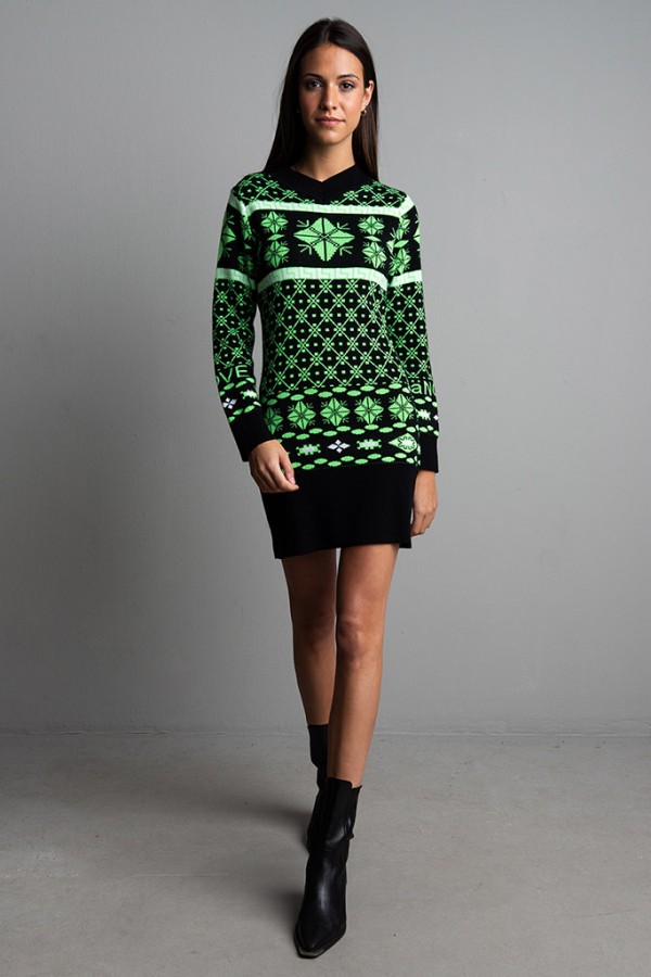 Vestido pico grecas Negro /...