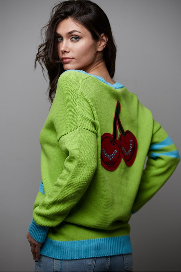 CHAQUETA LARGA PUNTO VERDE...