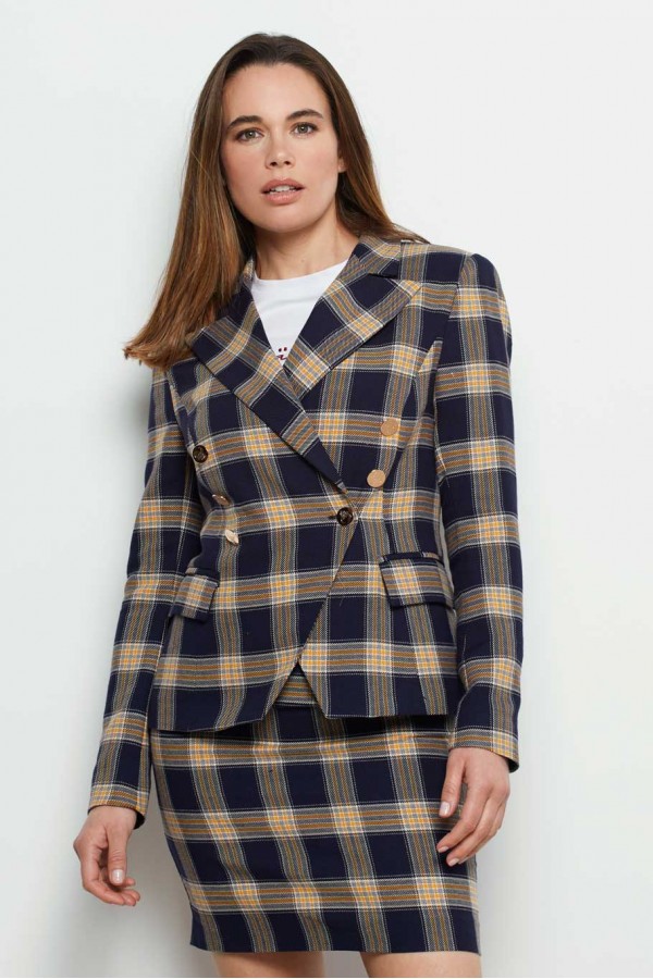 CHAQUETA CRUZADA CUADROS...
