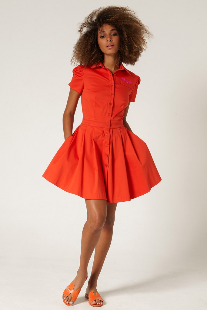 VESTIDO CORTO CAMISERO CON NARANJA STRECH